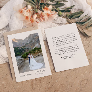 Élégant Carte de remerciements photo de mariage pe