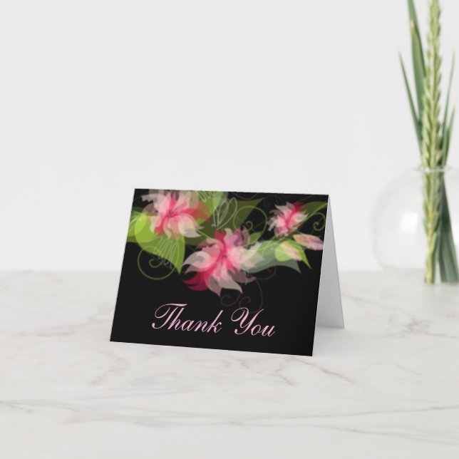 Élégant Carte de remerciements romantique rose (Devant)