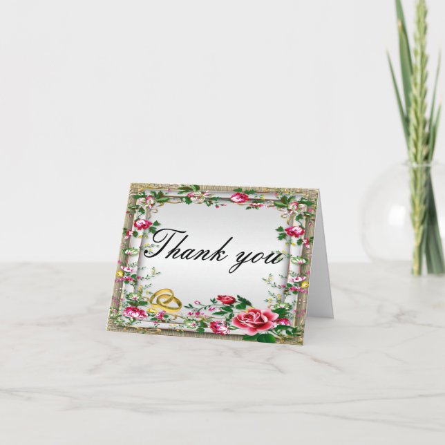 Élégant Carte de remerciements Rustique Roses Roug (Devant)