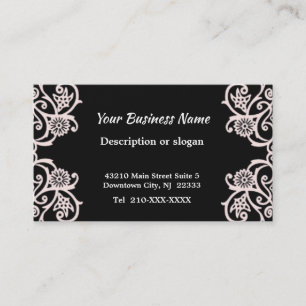 Élégant Carte de visite à fleurs noir et blanc