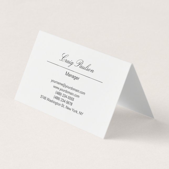 Elégant Carte de visite blanc Ecriture à la main (Devant)