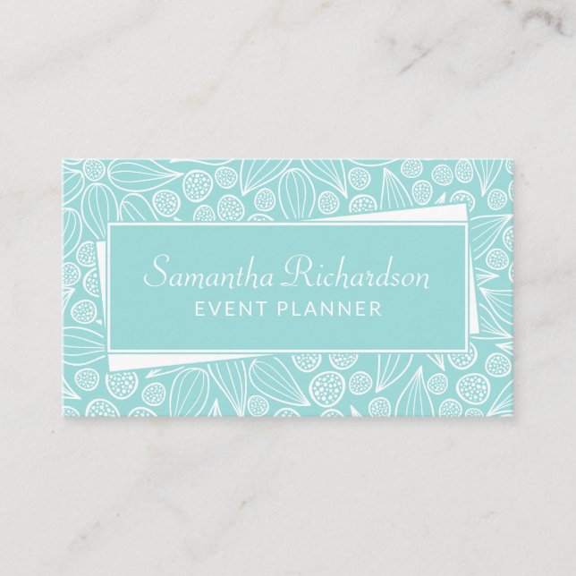 Élégant Carte de visite blanc vert Turquoise (Devant)