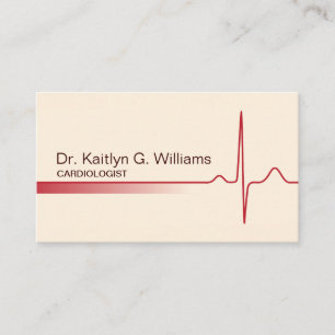 Élégant carte de visite cardiologue à ondes ECG