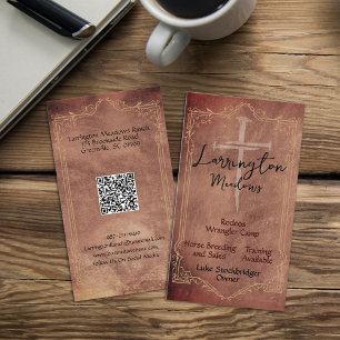 Élégant Carte de visite de code QR Cross Horse Ran