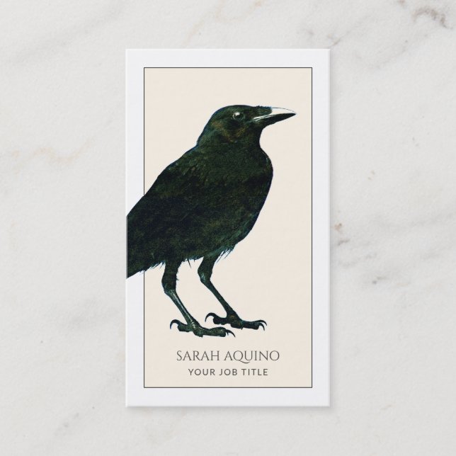 Élégant Carte de visite de Corbeau Noir (Devant)