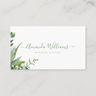 Élégant Carte de visite de design floral vert