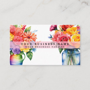 Elégant Carte de visite de fleurs colorées de prin