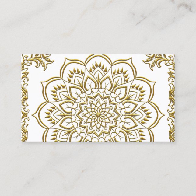 Élégant carte de visite de fleurs de lotus doré (Devant)