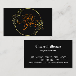 Élégant carte de visite de fleurs de lotus doré