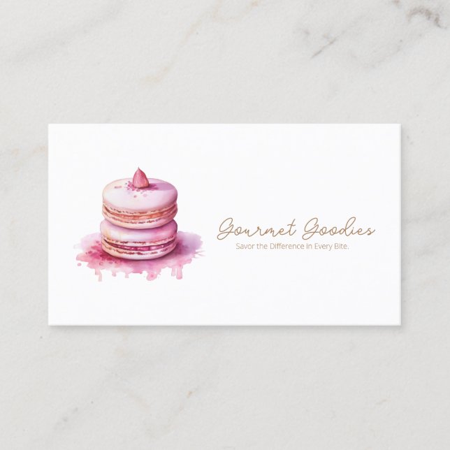 Élégant Carte de visite de la boulangerie Macaron  (Devant)