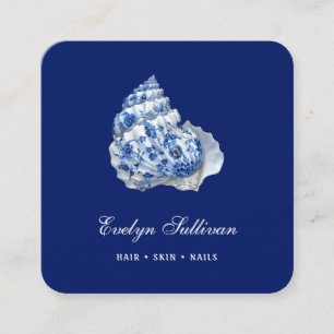 Élégant carte de visite de logo de coquillage bleu