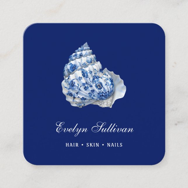 Élégant carte de visite de logo de coquillage bleu (Devant)