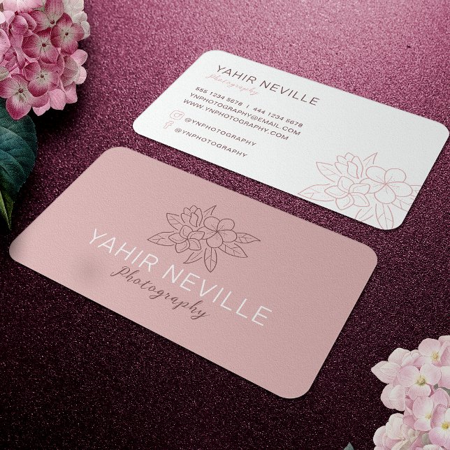 Élégant Carte de visite de logo rose floral (Créateur téléchargé)