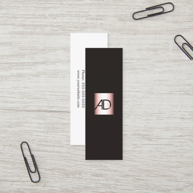 Élégant Carte de visite de maquillage de monogramm (Devant/Arrière en situation)