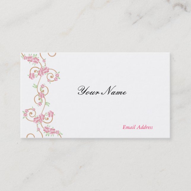 Élégant Carte de visite  de tourbillons roses (Devant)