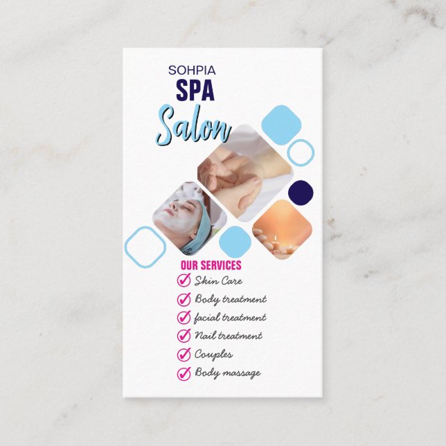 Élégant Carte de visite des services Spas | Logo p (Devant)