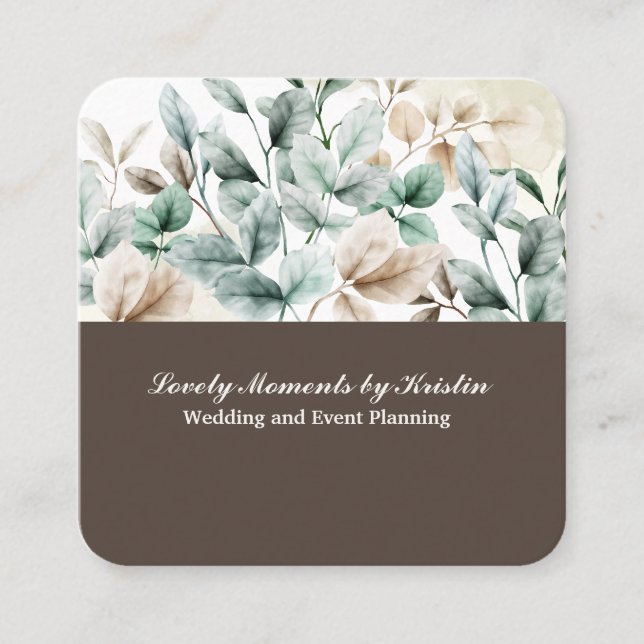 Elégant carte de visite floral aquarelle (Devant)