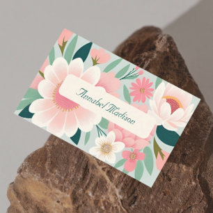 Élégant Carte de visite floral avec code QR DP7