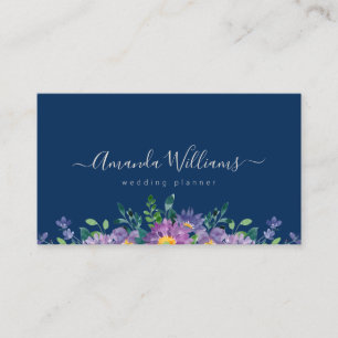 Elégant Carte de visite Floral Bleu