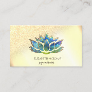 Élégant Carte de visite Gold Blue Lotus
