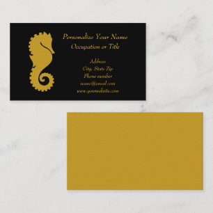 Élégant Carte de visite Gold Seahorse Black Gold