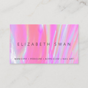 Élégant Carte de visite Holographique Pastel Ros