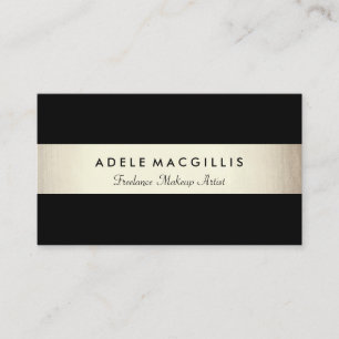 Élégant Carte de visite moderne Black Faux Gold Fo