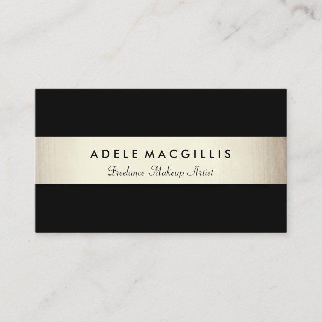 Élégant Carte de visite moderne Black Faux Gold Fo (Devant)