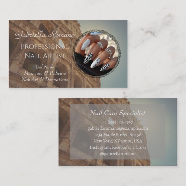 Elégant Carte de visite Nails - Editable & Profess (Devant / Derrière)