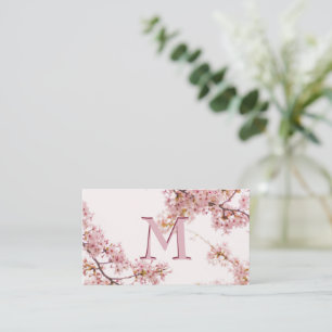 Élégant Carte de visite rose monogramme personnali