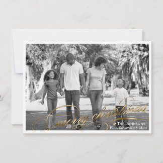 Élégant Carte photo de Noël Joyeux Or