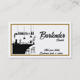 Élégant cartes de visite de cocktail de barman