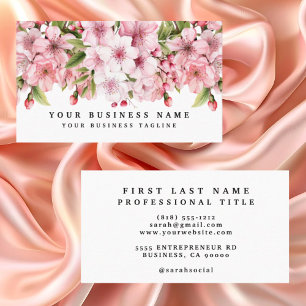 Élégant Cartes de visite de fleurs de cerises rose
