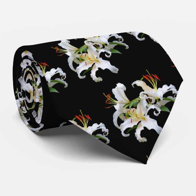 Elegant Casablanca White Oriental Lilies Tie (Rolled)