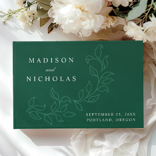 Elegant Cascading Green Leaves Photo Wedding Guest Book