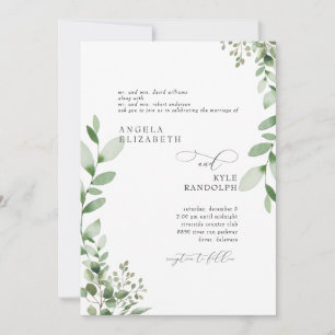 Elegant Cascading Greenery Wedding Both Parents In Invitation