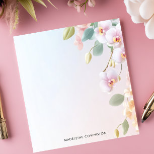 Elegant Cascading Pink Orchids Personalized Name Notepad