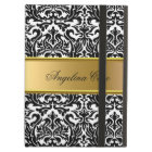 Elegant Case black white Damask Gold add Name