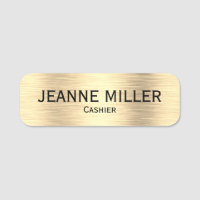 Elegant Cashier Black And Gold Name Tag