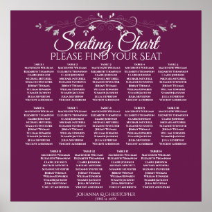 Elegant Cassis 14 Table Wedding Seating Chart