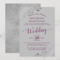 Elegant Cassis Purple on Grey Wedding Livestream