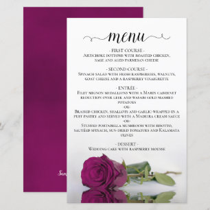 Elegant Cassis Purple Rose Budget Wedding Menu