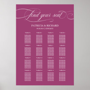Elegant Cassis Wedding Seating Chart Sign