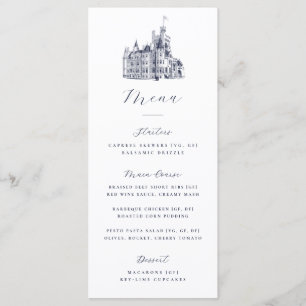 Elegant Castle Illustration Destination Wedding  Menu