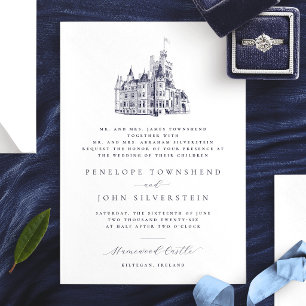Elegant Castle Illustration Parents Host Wedding Invitation