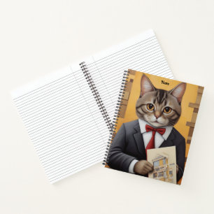 Elegant Cat Architect Art Funny Business Cat Notebook