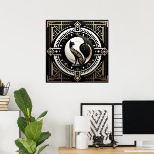 Elegant cat Art Deco lovers  Poster