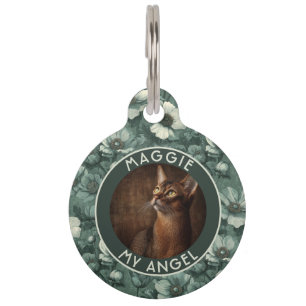 Elegant Cat Dad Gift Anemone Print Pet Tag