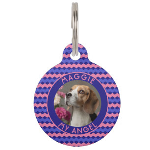 Elegant Cat Dad Gift Chevron Pattern Pet Tag