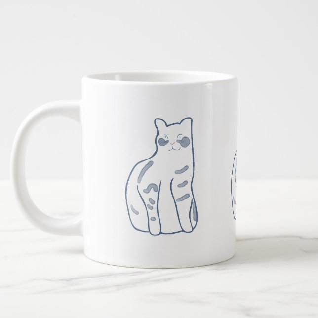 Elegant Cat Design Large Coffee Mug (Left)